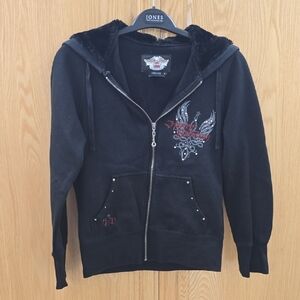 Harley-Davidson Black Hoodie with Winged Design